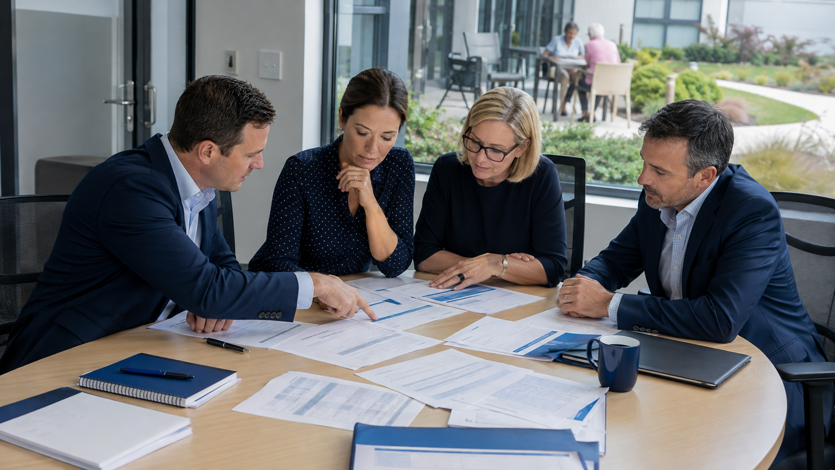 A healthcare finance team reviewing supplier invoice evidence together